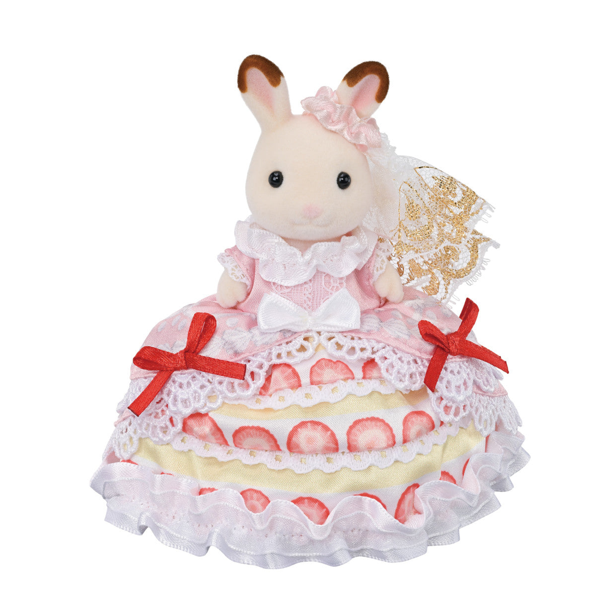 Calico Critters Freya's Birthday Celebration Animal Figure - Strawberry Cake Dress