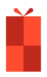 Red gift box with a bow on a white background