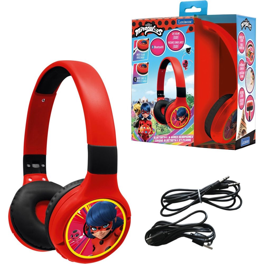 Miraculous - 2 in 1 Bluetooth & Wired Foldable Headphones - Preschool