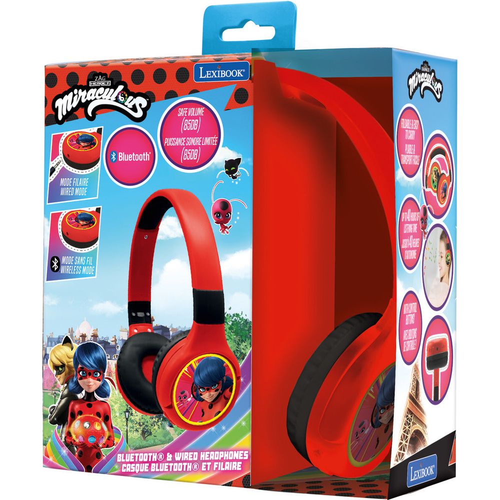 Miraculous - 2 in 1 Bluetooth & Wired Foldable Headphones - Preschool