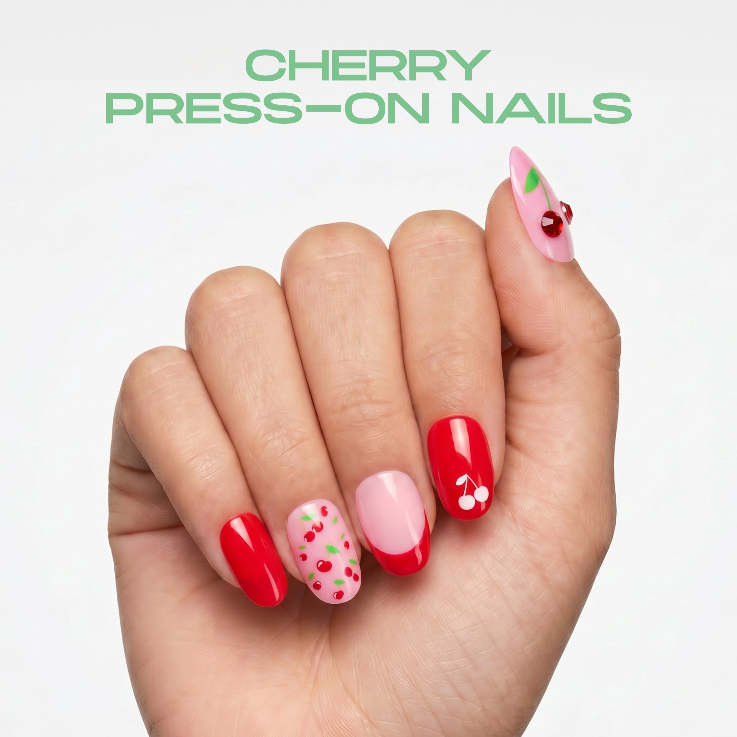 Press-On Nails 24 Piece - Sweet Cherry