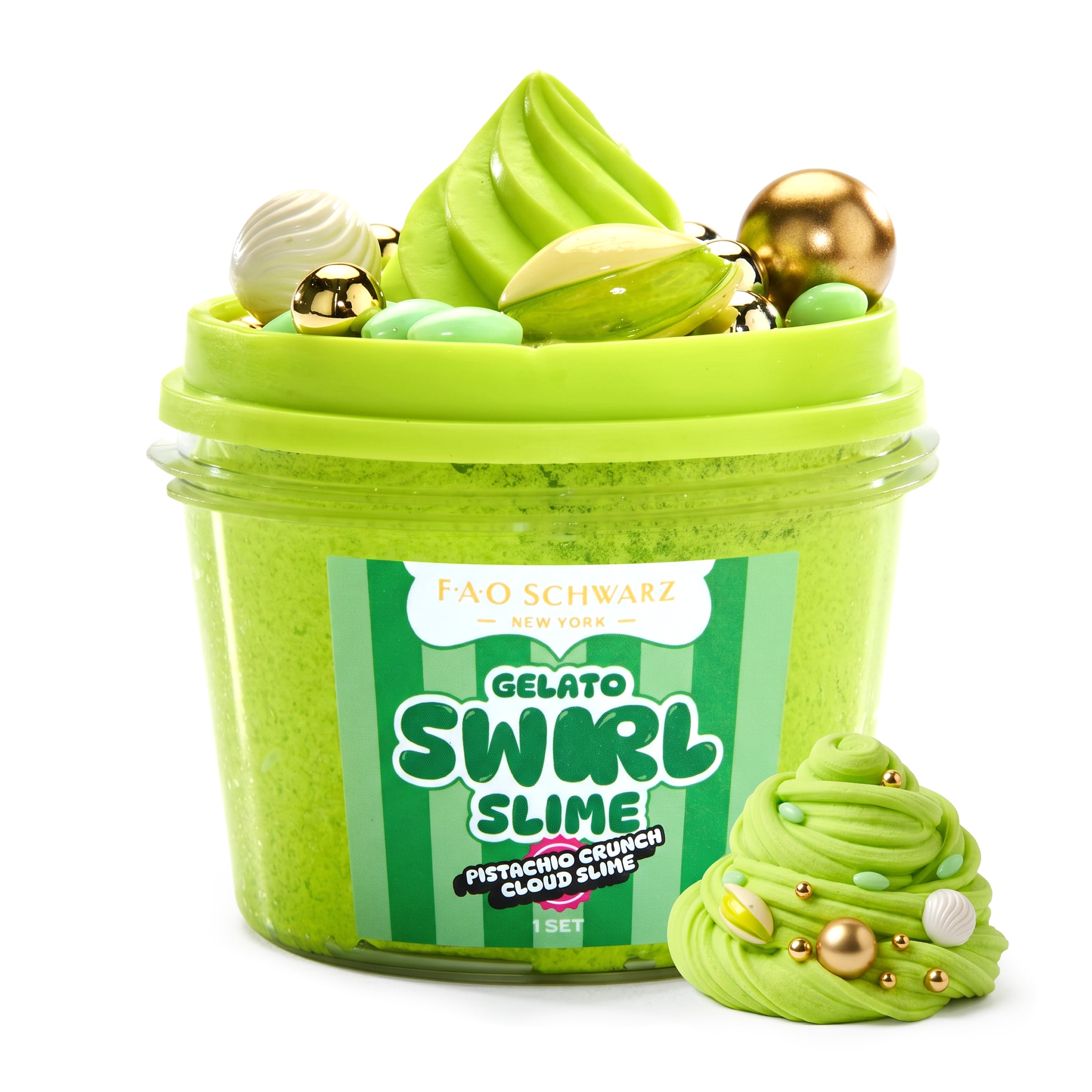 Gelato Swirl Slime – Pistachio Crunch Cloud Slime