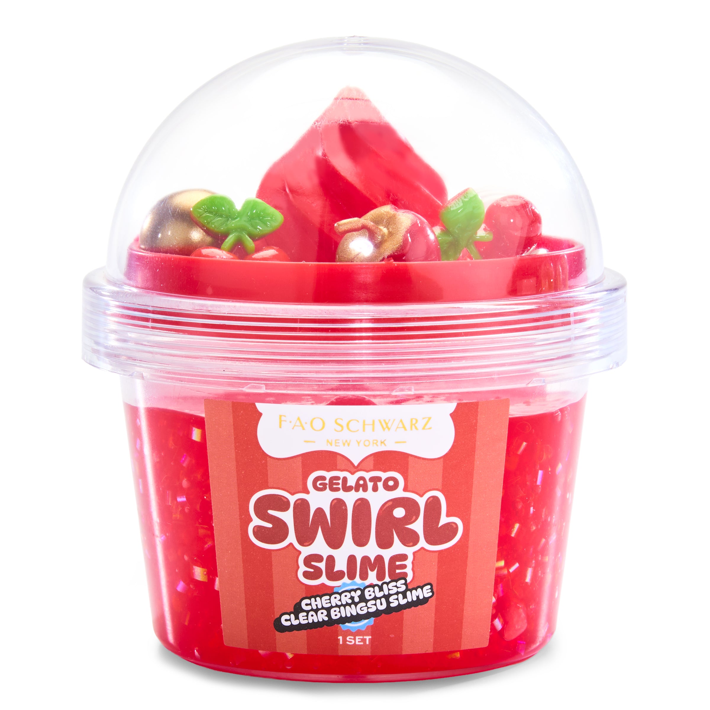 Gelato Swirl Slime – Cherry Bliss Clear Bingsu Slime