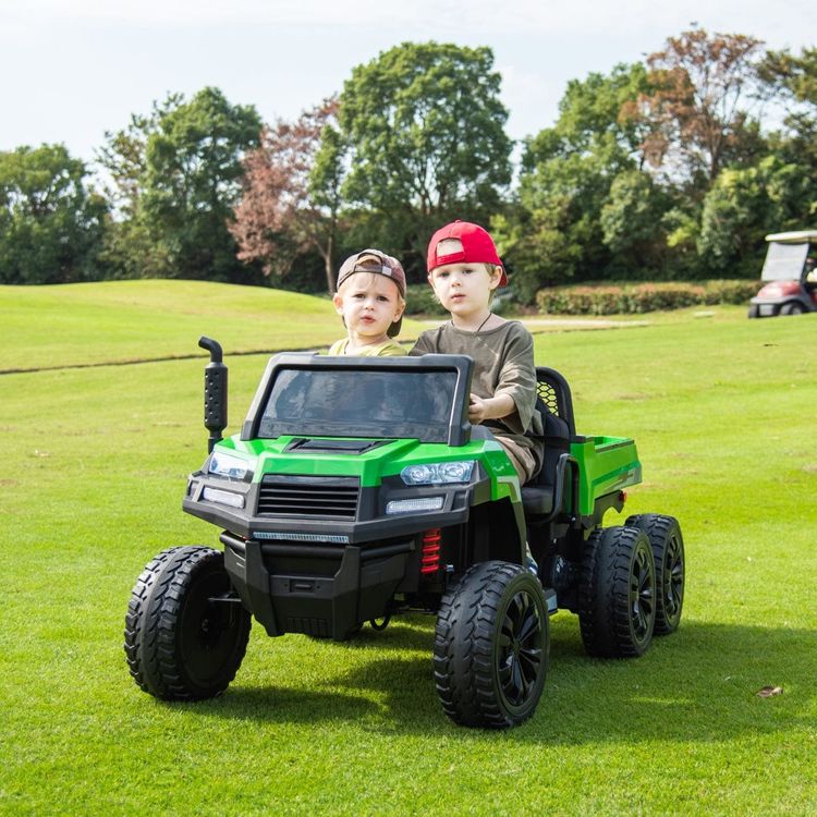 Freddo - 24V 4x4 Freddo Toys Tractor Trailer 2 Seater Ride on - Green - Outdoor