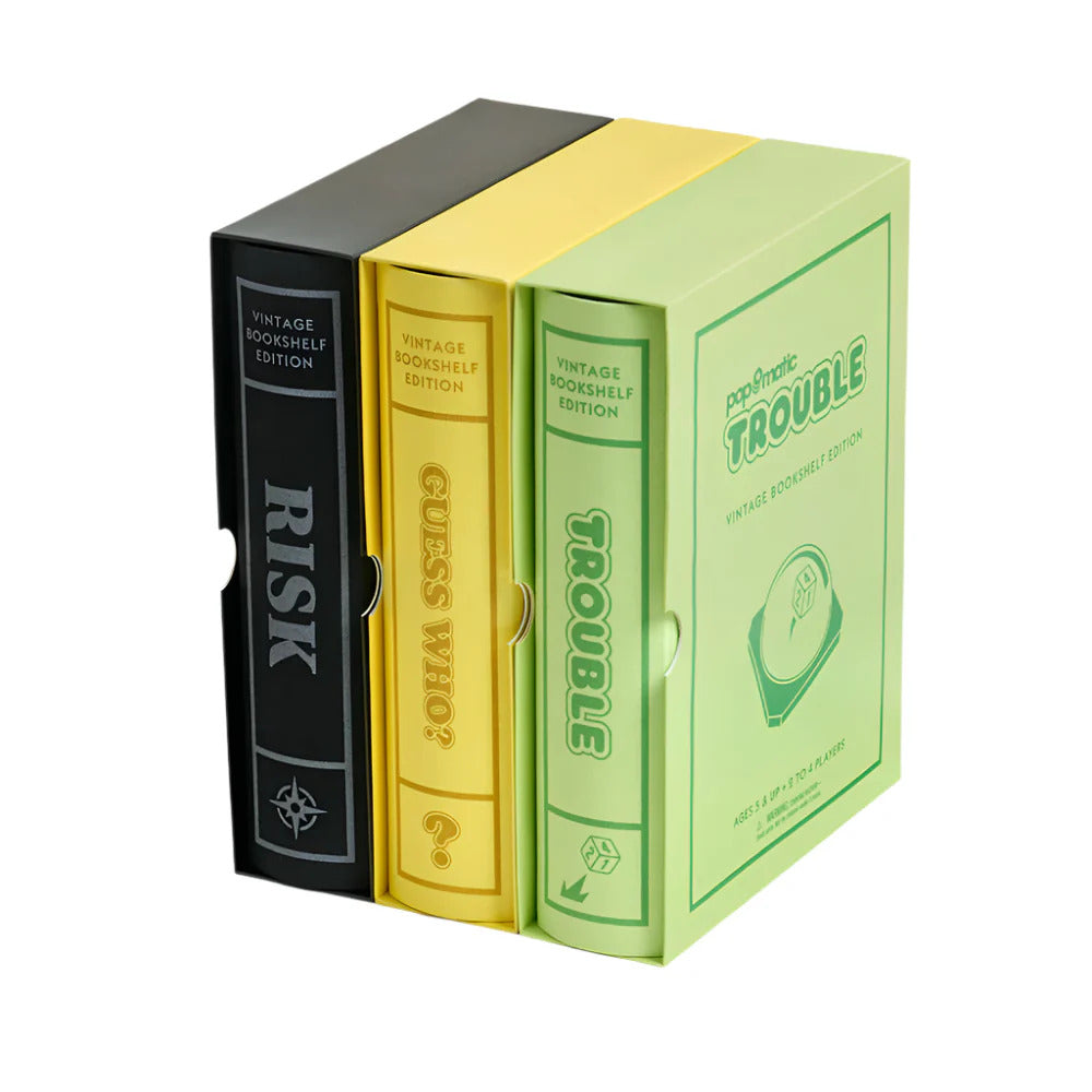 WS Game Company - 3 Pack Vintage Bookshelf Games: Risk, Guess Who, Trouble - Games