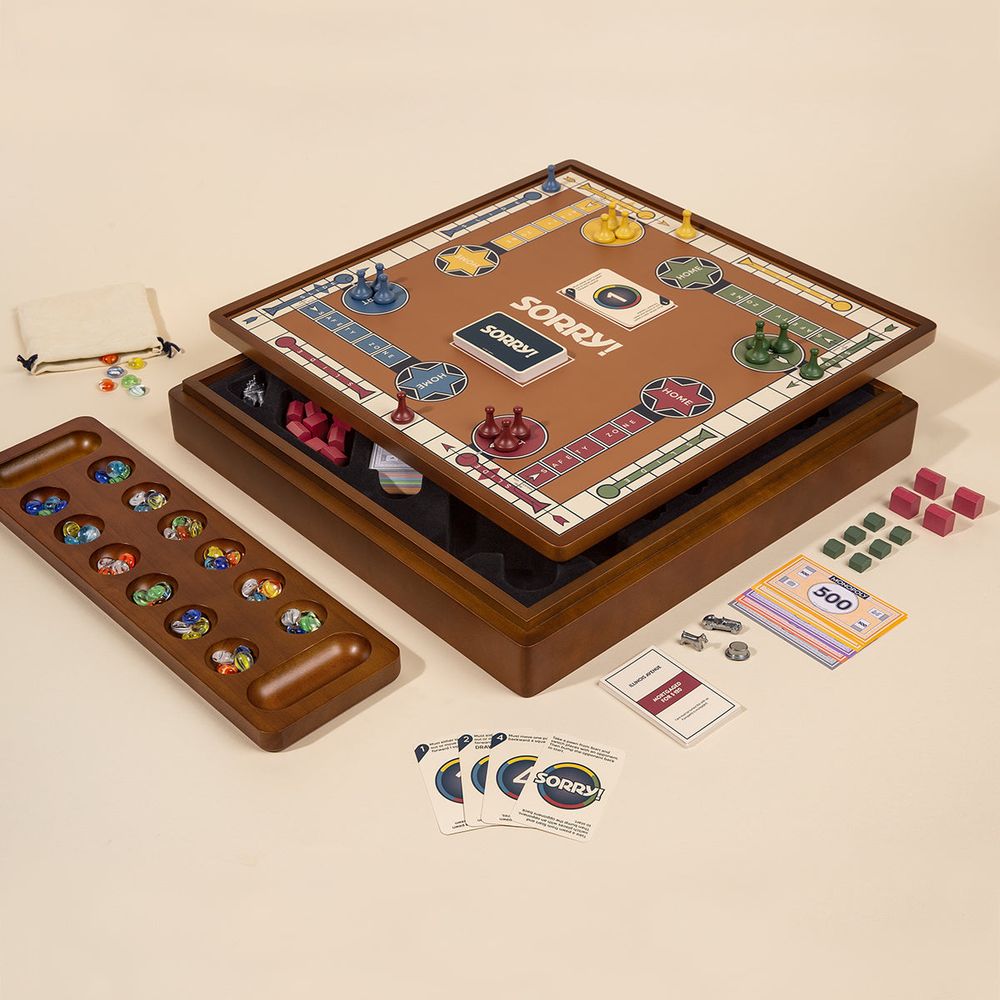 WS Game Company - 3-in-1 Premium Game Collection Monopoly Sorry Mancala - Games