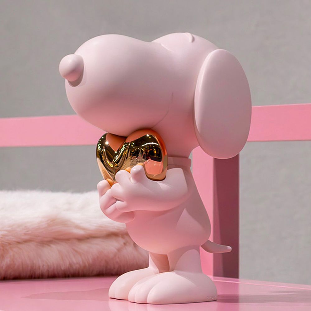 Snoopy 11" Figurine With Heart - Pastel Pink & Rose Gold