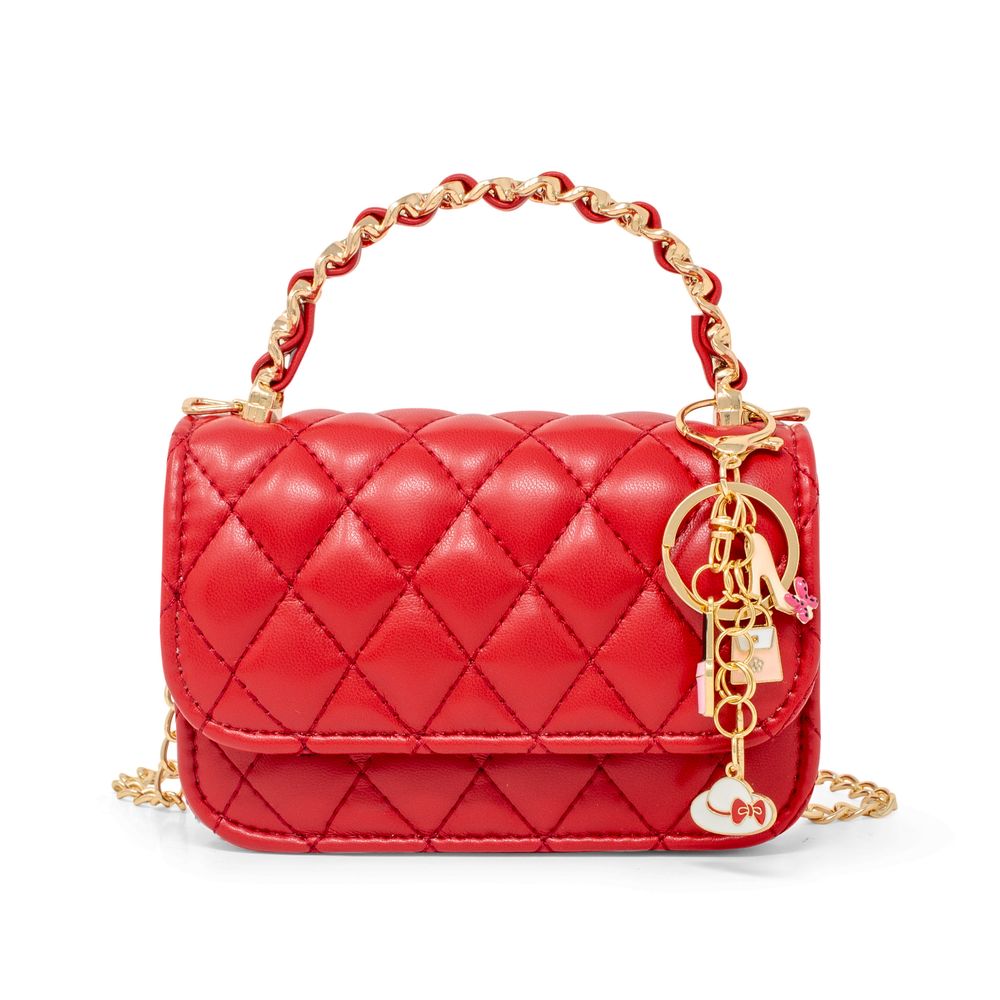 Classic Link Chain Handle Handbag - Red