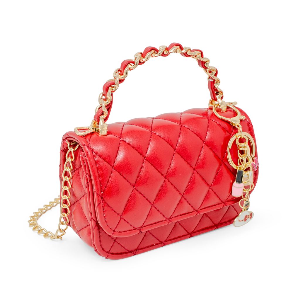 Classic Link Chain Handle Handbag - Red