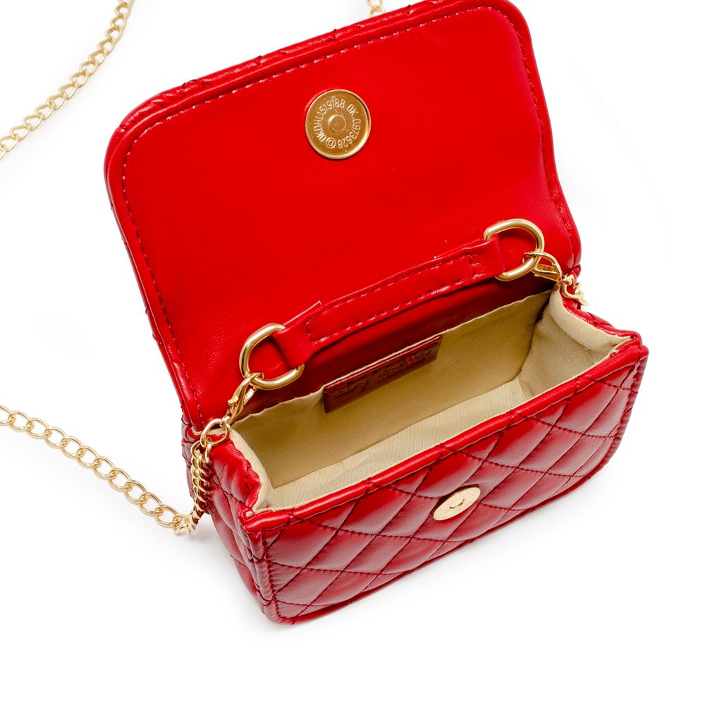 Classic Link Chain Handle Handbag - Red