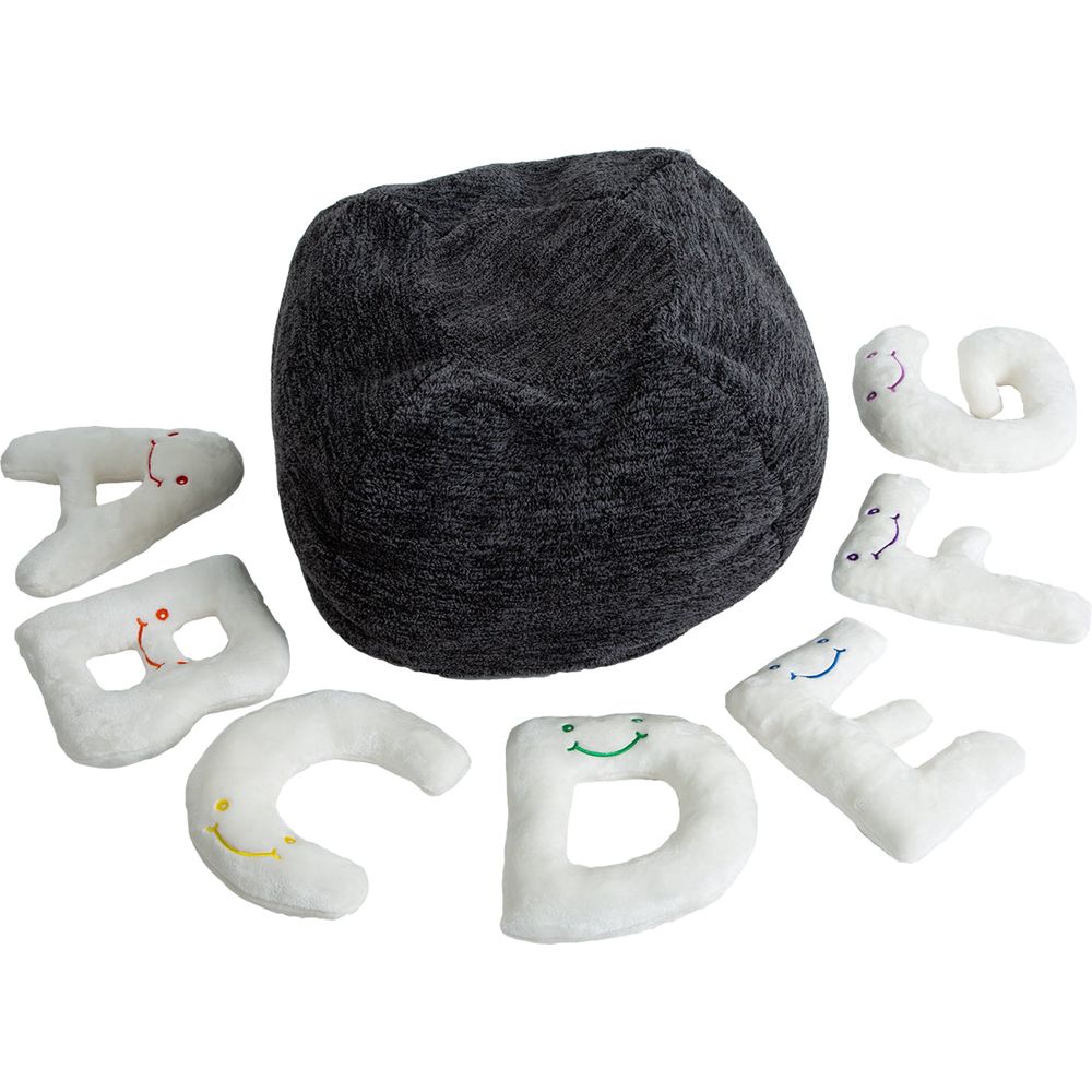 AlphaPals - Alphabet Plush Set - Cream Letters with Dark Grey Bag - Plush