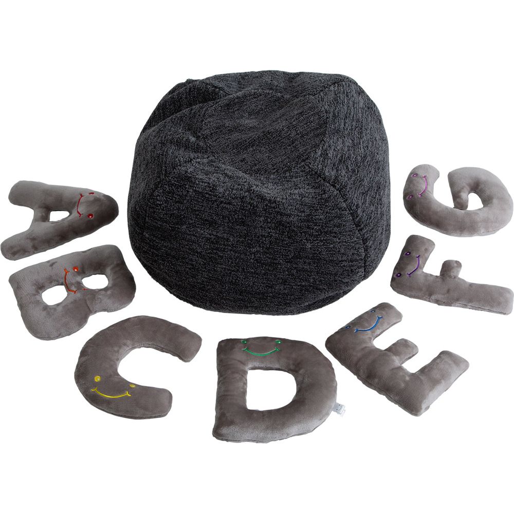 AlphaPals - Alphabet Plush Set - Rhino Grey Letters with Dark Grey Bag - Plush