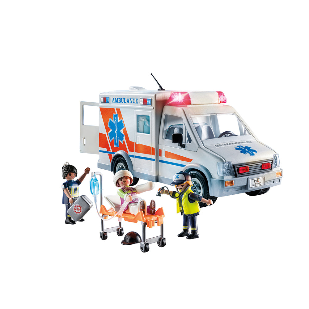 Playmobil - Ambulance with Lights, Accessories and 3 Figures - Preschool