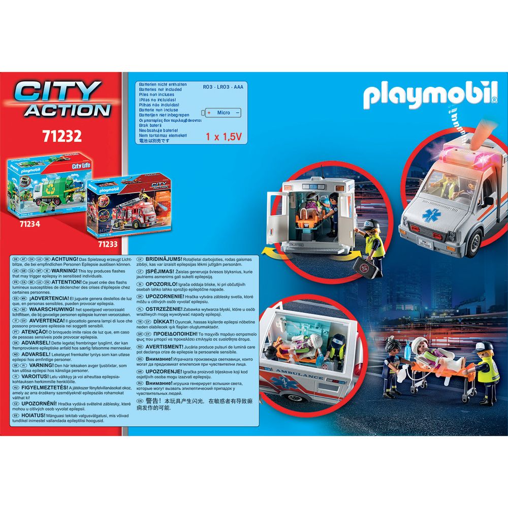 Playmobil - Ambulance with Lights, Accessories and 3 Figures - Preschool