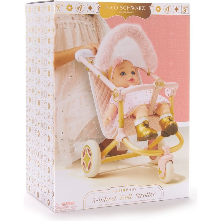 FAO Schwarz - Baby 3-Wheel Doll Stroller - Dolls