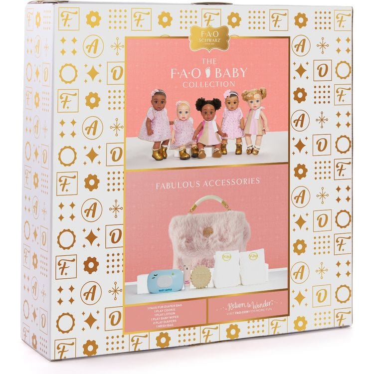 FAO Schwarz - Baby Doll Faux Fur Diaper Bag Set - Dolls