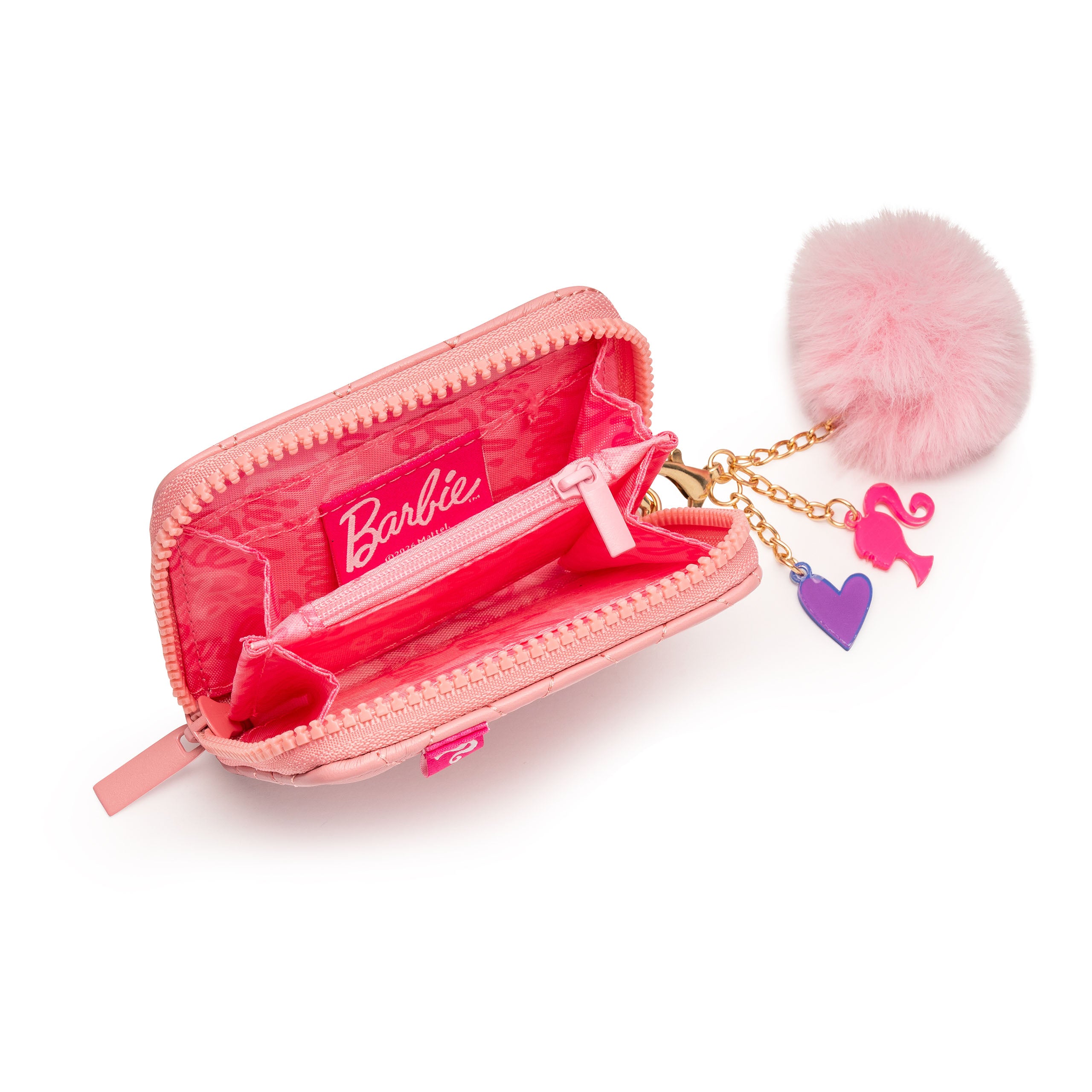 Barbie - Barbie Quilted Kids Light Pink Zip Wallet with Charm - World of Barbie