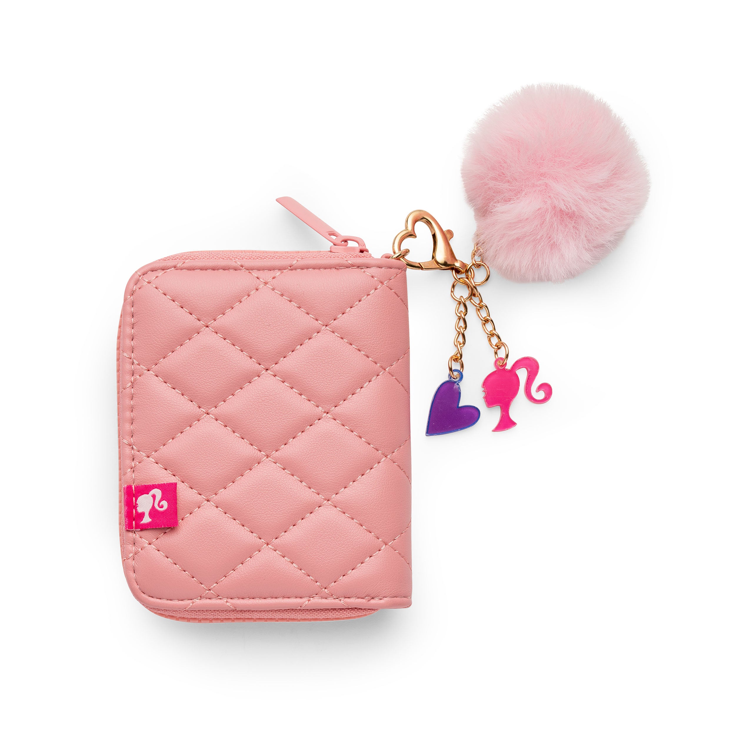 Barbie - Barbie Quilted Kids Light Pink Zip Wallet with Charm - World of Barbie