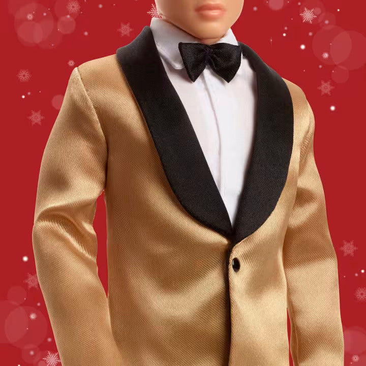 Barbie - Barbie Signature 2025 Holiday Black Hair Ken Collectible Fashion Doll Wearing Full Suit With Golden Jacket - World of Barbie