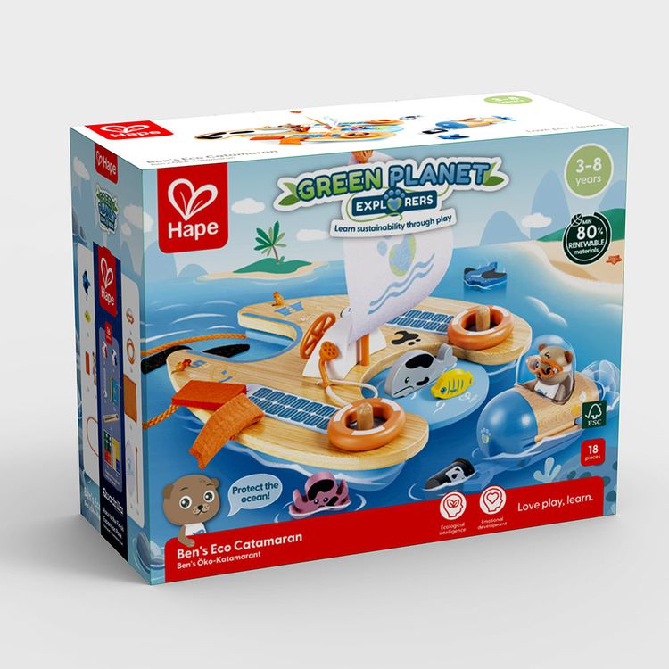 Hape - Ben's Eco Catamaran Playset - Preschool