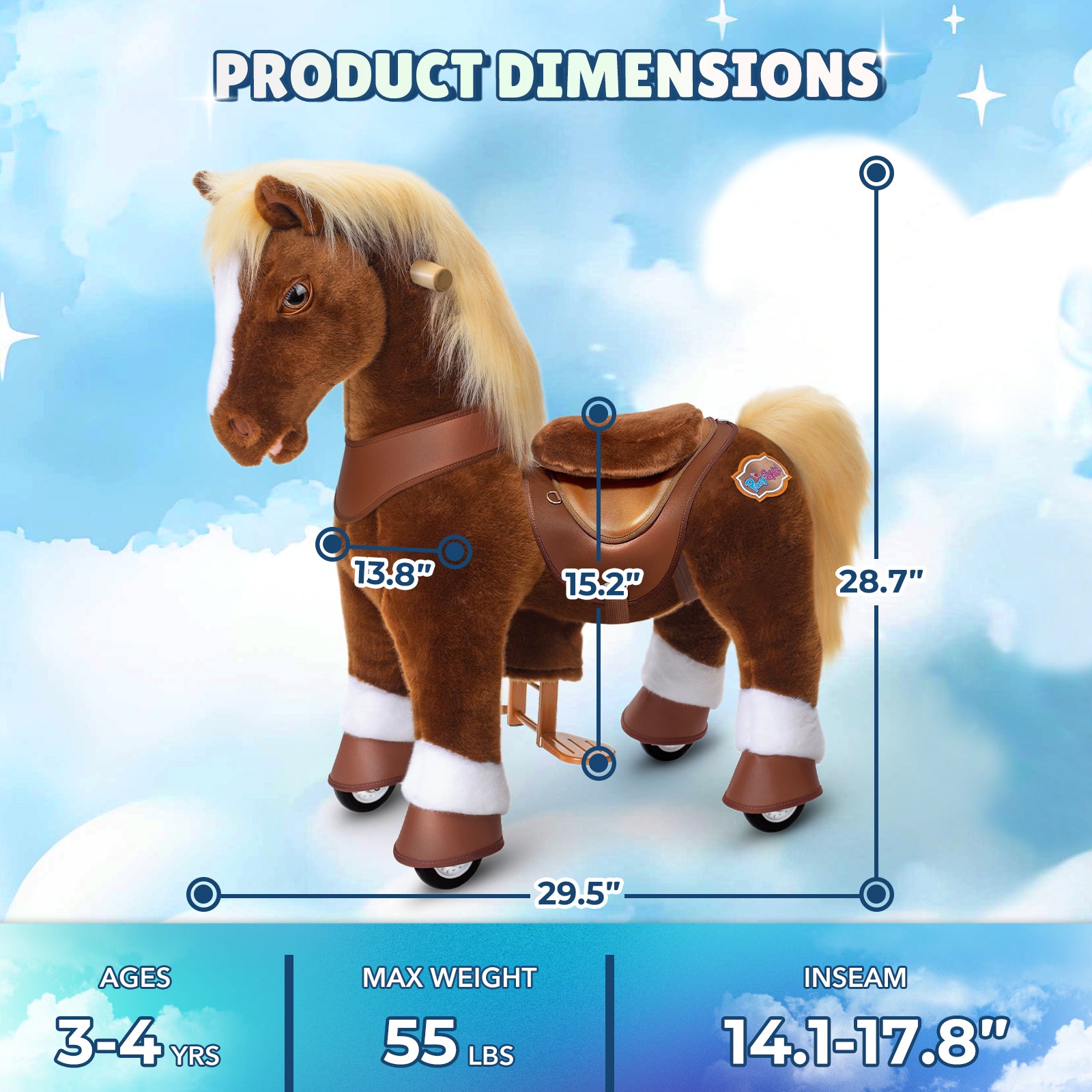 PonyCycle, Inc. - Brown Horse Model Y Ride on Toy - 3-4 Years - Preschool