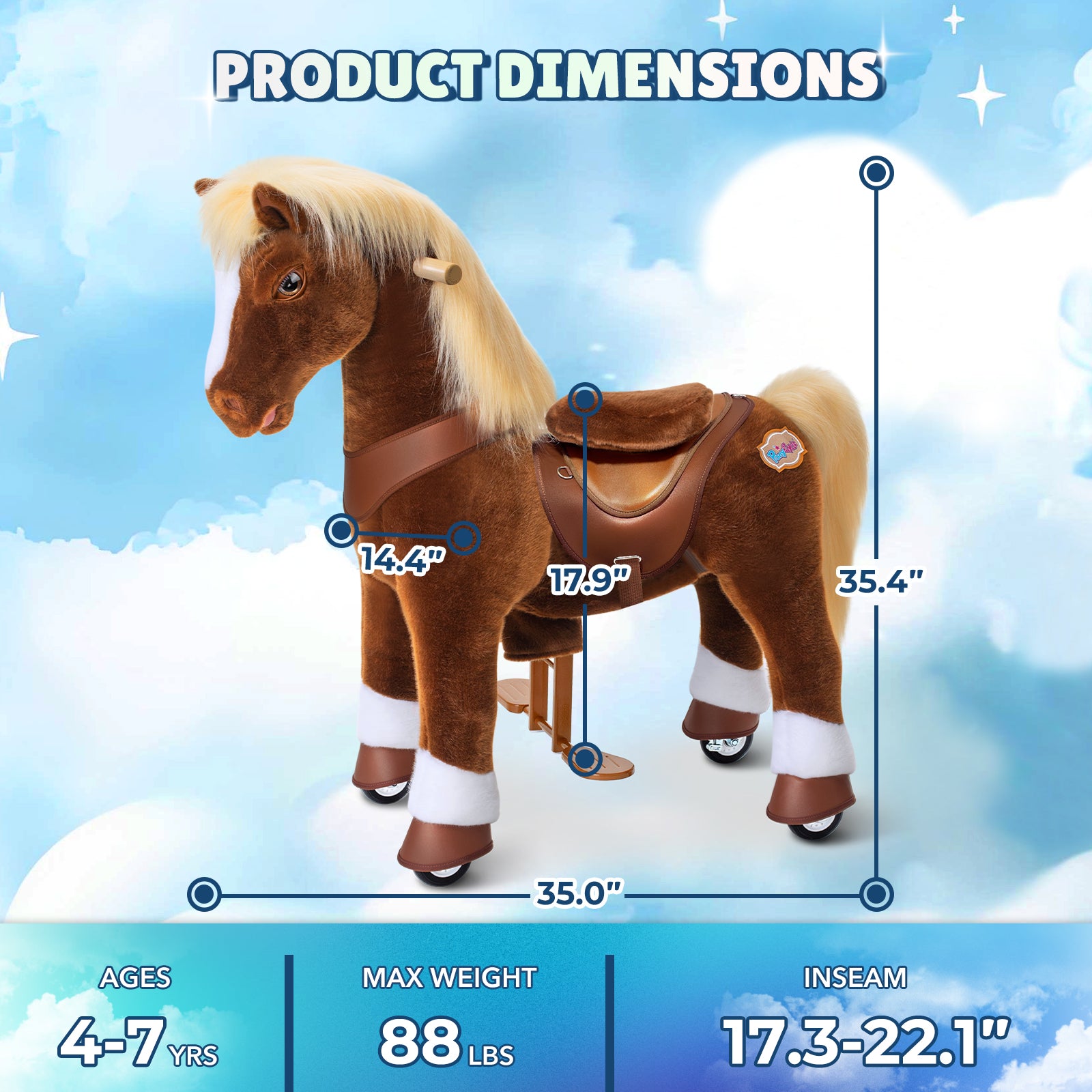 PonyCycle, Inc. - Brown Horse Model Y Ride on Toy - 4-7 Years - Outdoor