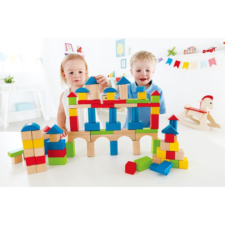 Hape - Build Up & Away Blocks - 100 Pieces - Infants