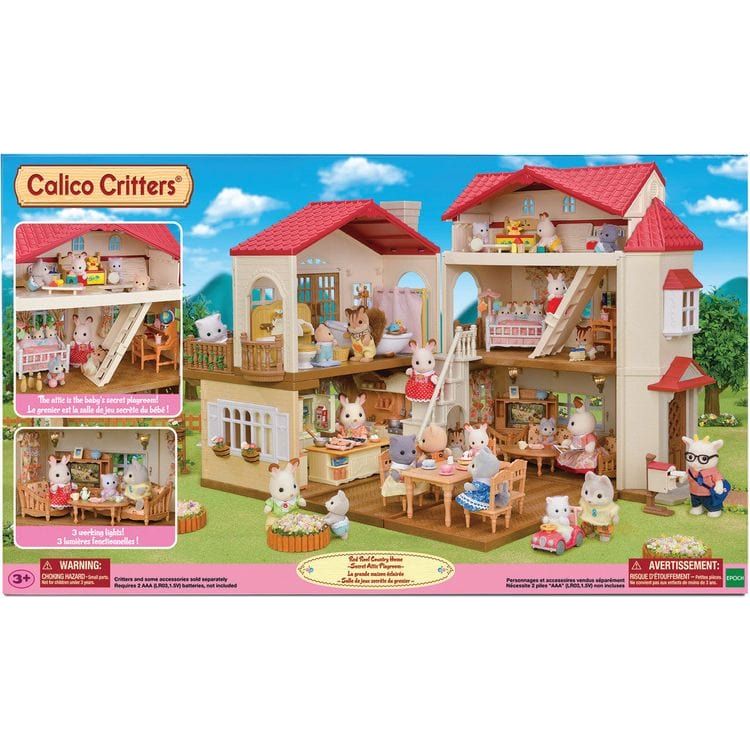 Calico Critters - Calico Critters Red Roof Country Home Secret Attic Playroom, Dollhouse Playset - Collectibles