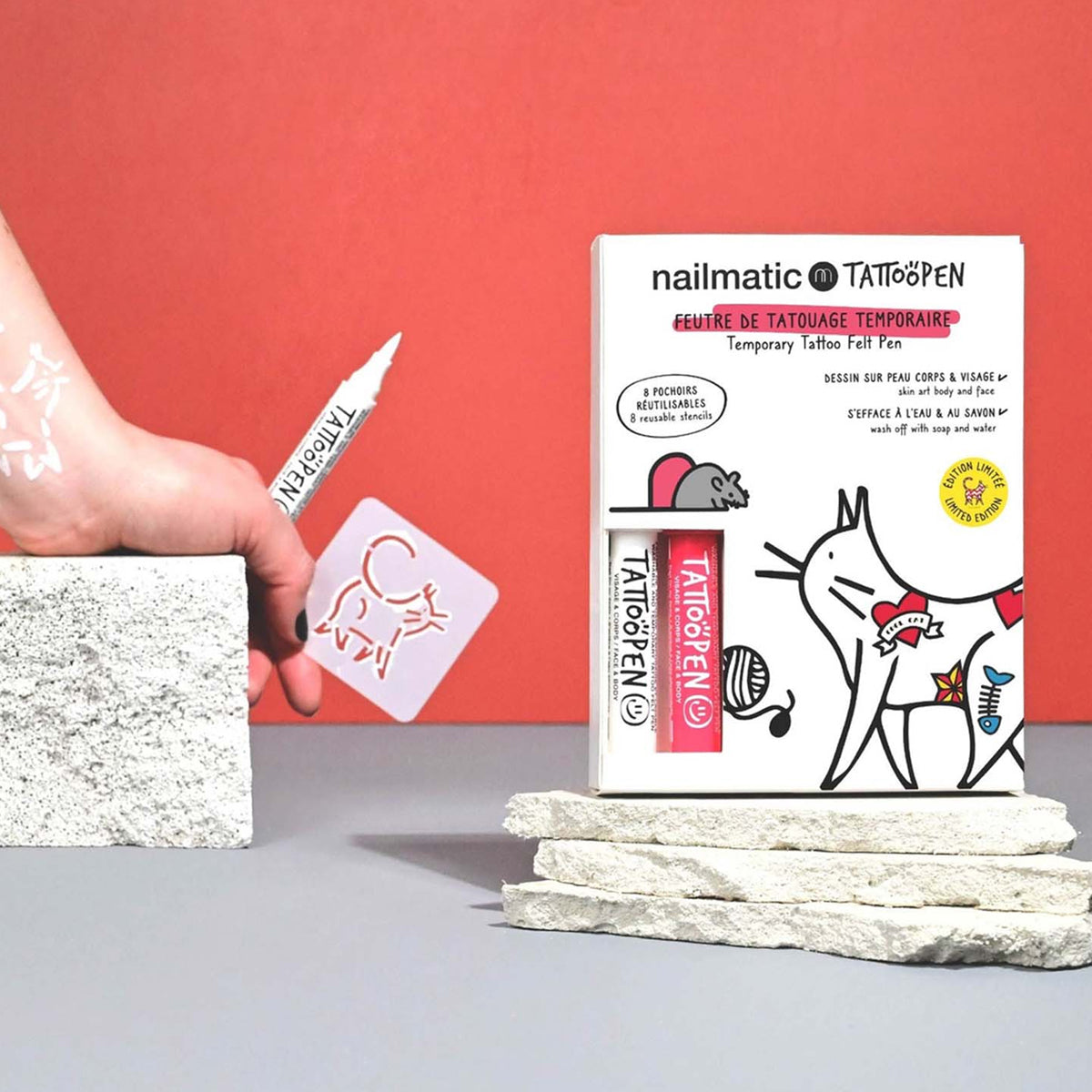 Nailmatic - Cat Tattoo Pen Set for Kids - Trend Accessories