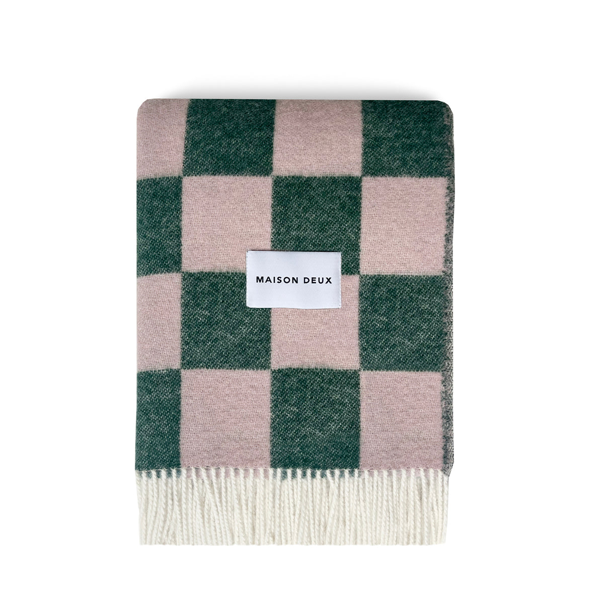 Maison Deux - Checkerboard Blanket - Green/Pink - Room Decor