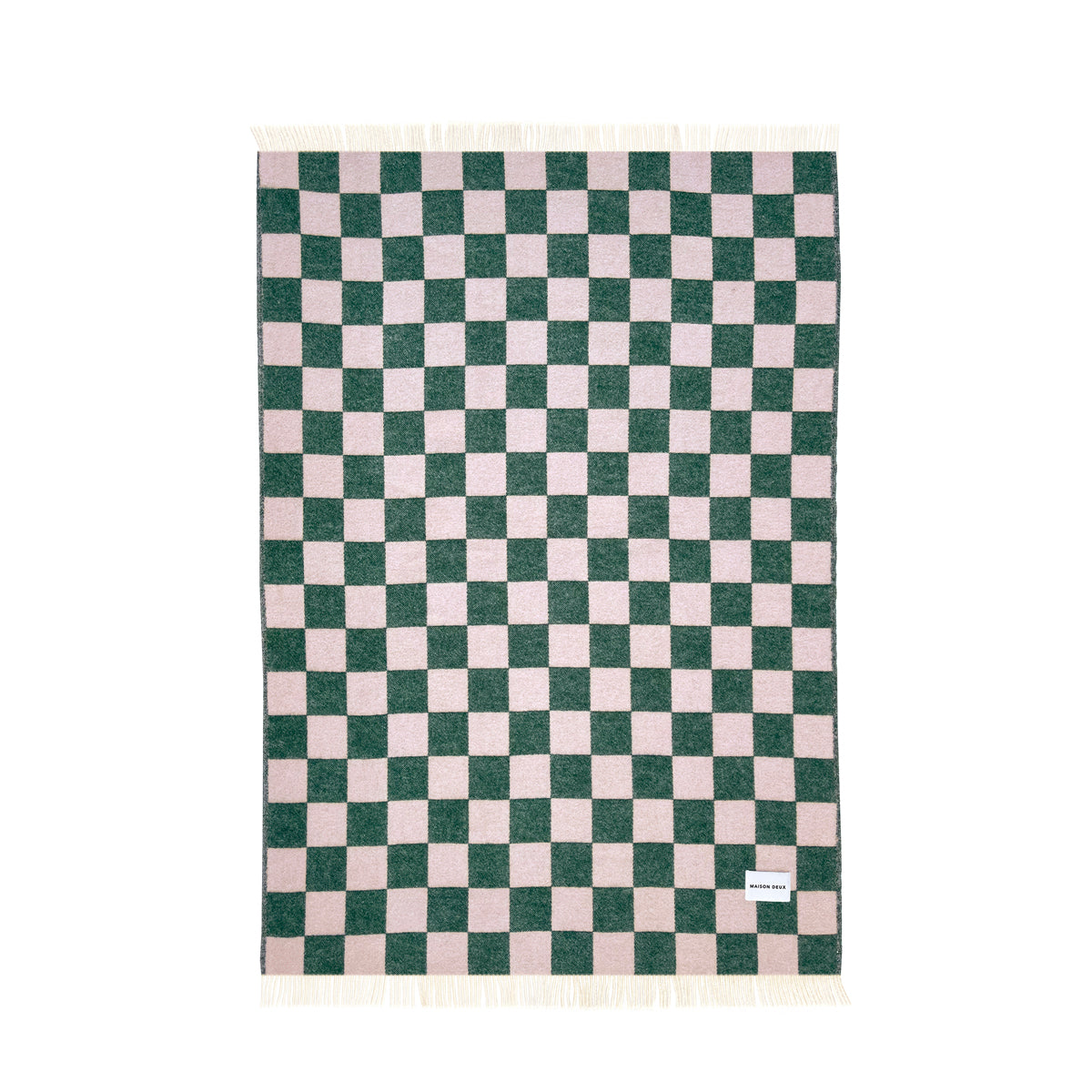 Maison Deux - Checkerboard Blanket - Green/Pink - Room Decor