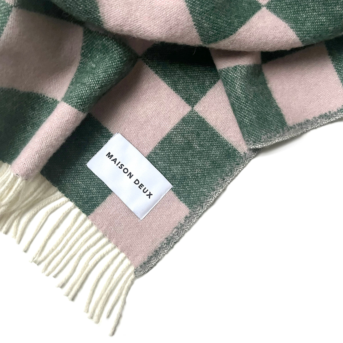 Maison Deux - Checkerboard Blanket - Green/Pink - Room Decor