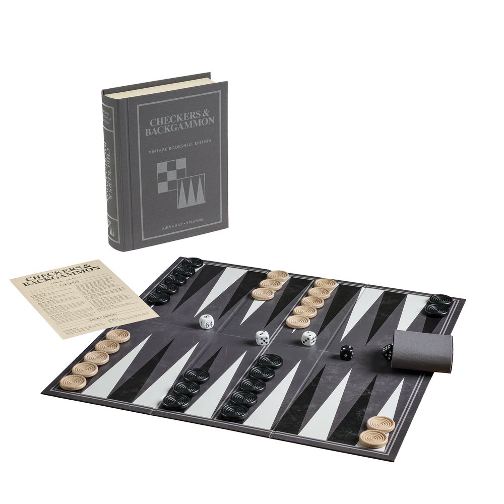 WS Game Company - Checkers & Backgammon Vintage Bookshelf Edition - Games