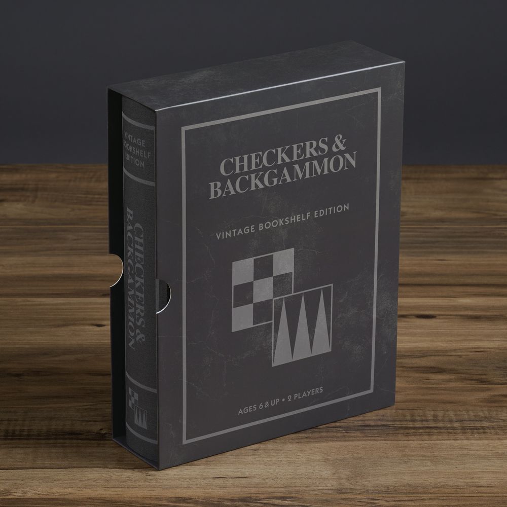 WS Game Company - Checkers & Backgammon Vintage Bookshelf Edition - Games