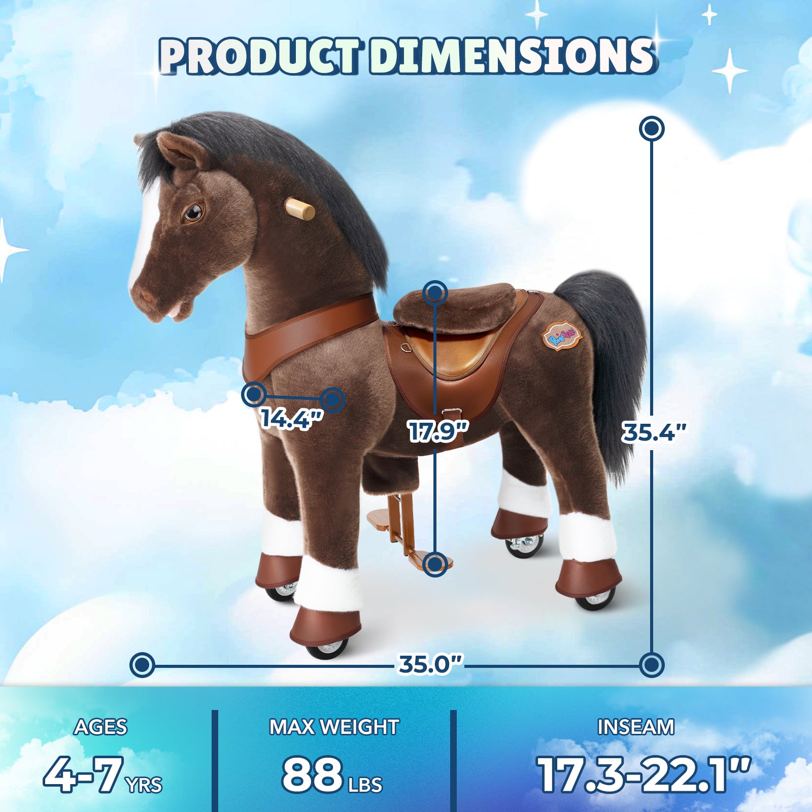 PonyCycle, Inc. - Chocolate Brown Model Y Horse Ride on Toy - 4-7 Years - Outdoor
