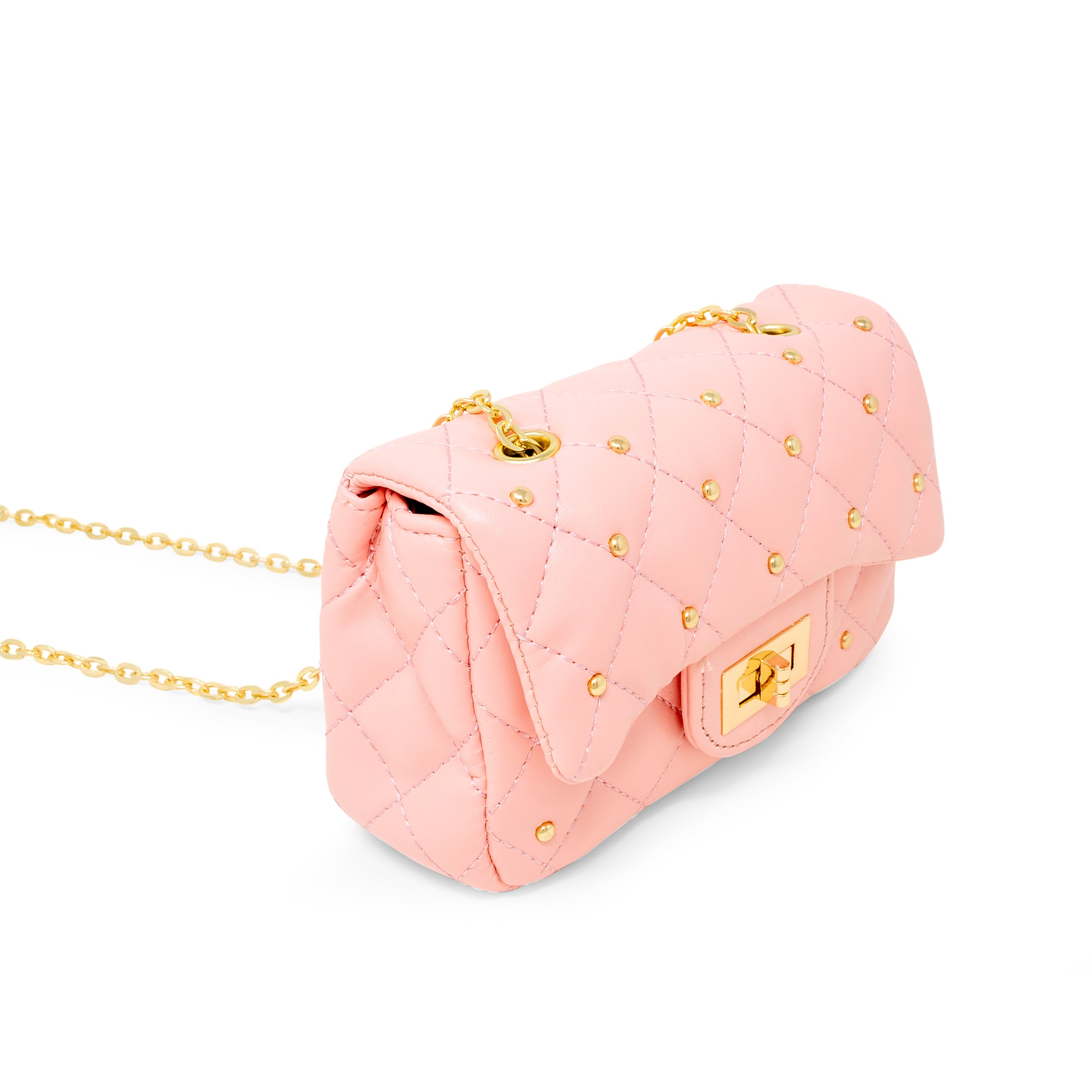 Zomi Gem - Classic Quilted Stud Handbag - Pink - Trend Accessories