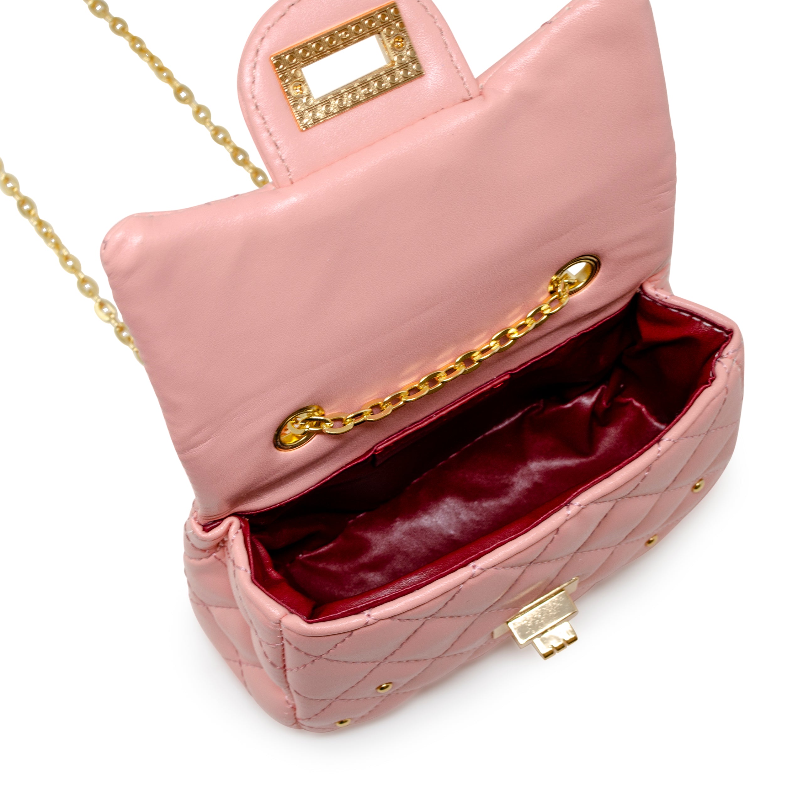 Zomi Gem - Classic Quilted Stud Handbag - Pink - Trend Accessories