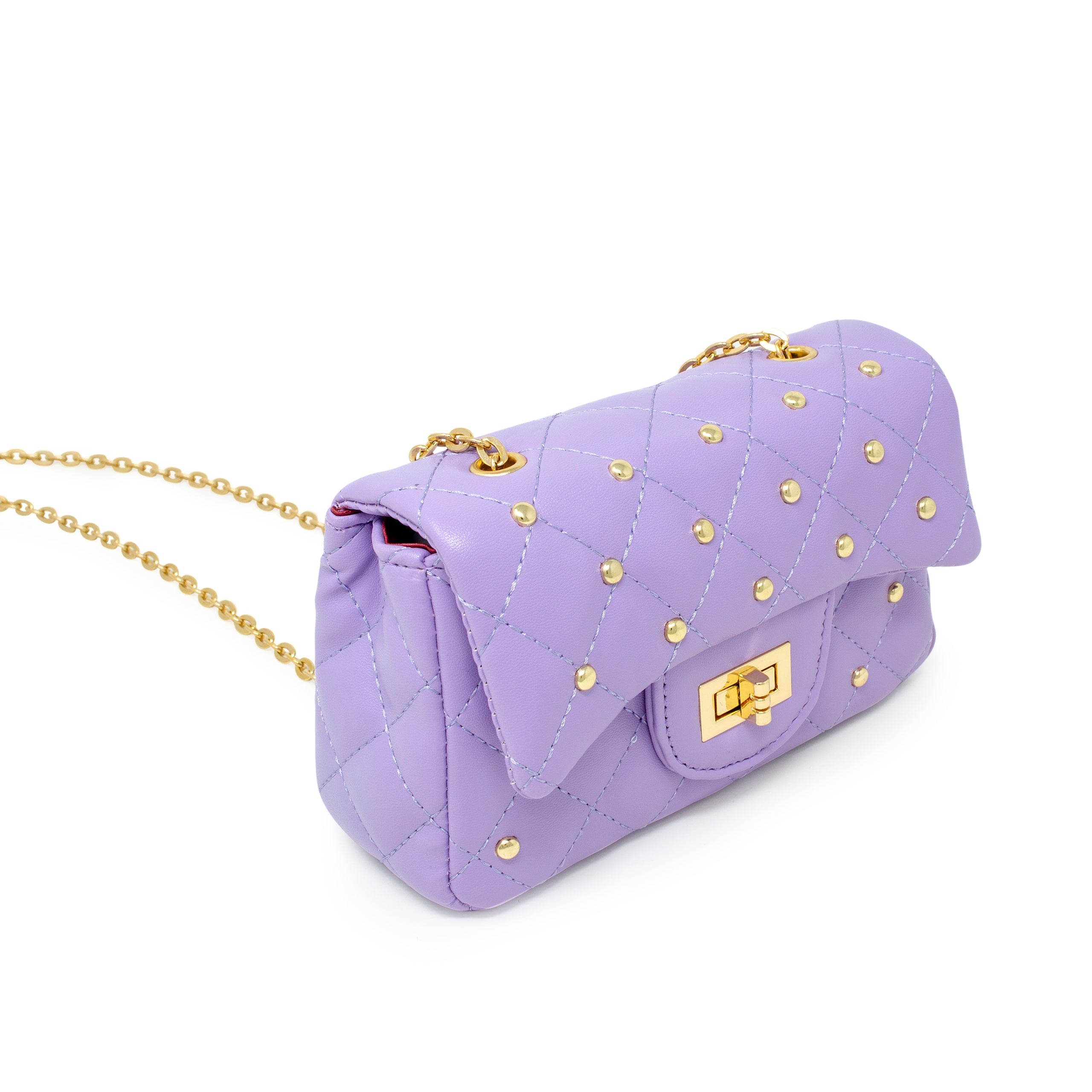 Zomi Gem - Classic Quilted Stud Handbag - Purple - Trend Accessories