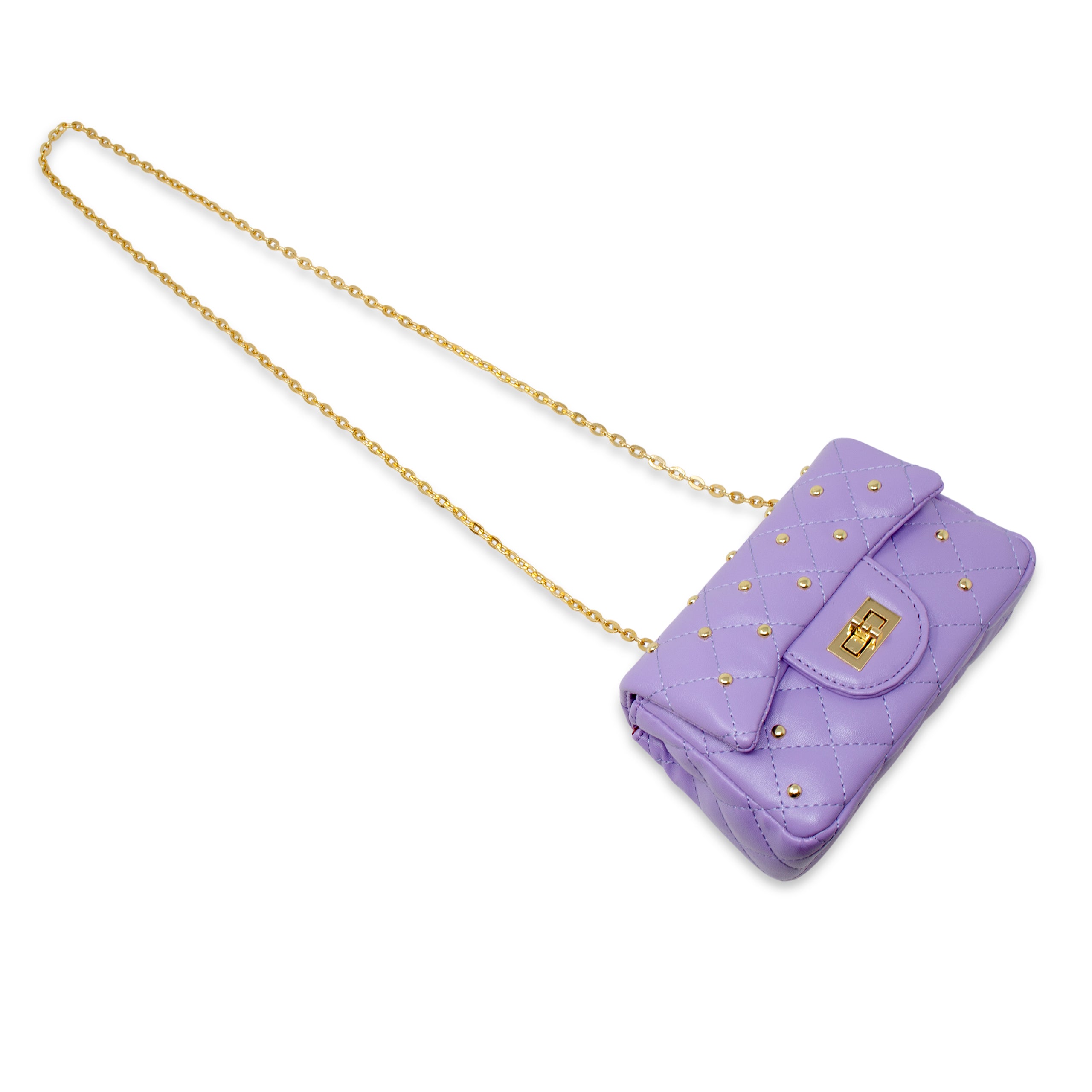 Zomi Gem - Classic Quilted Stud Handbag - Purple - Trend Accessories