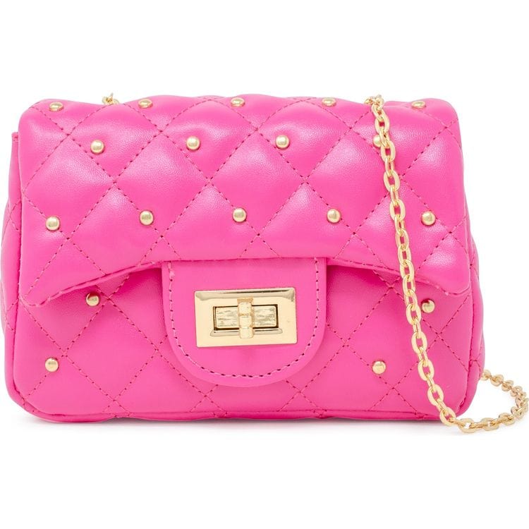 Zomi Gem - Classic Quilted Stud Mini Bag - Hot Pink - Trend Accessories