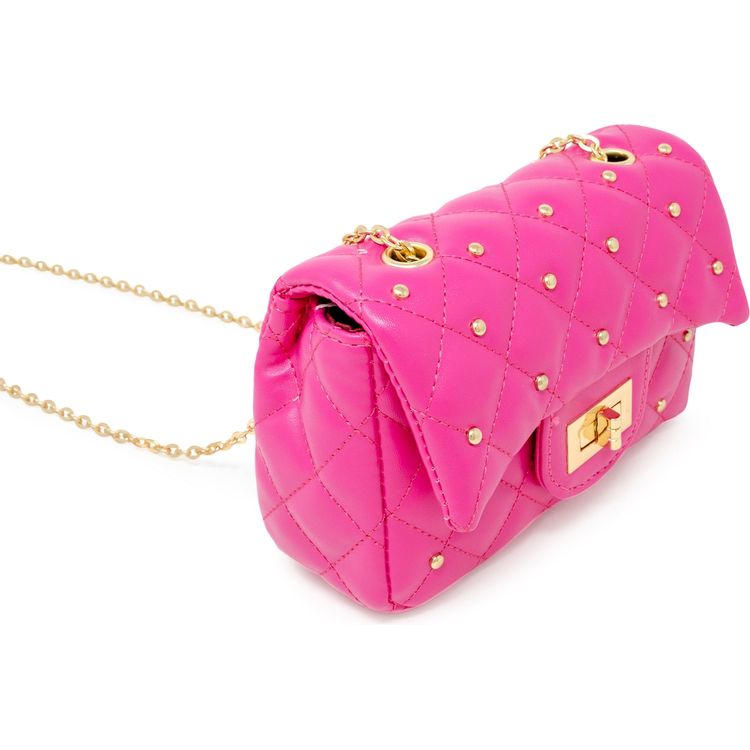 Zomi Gem - Classic Quilted Stud Mini Bag - Hot Pink - Trend Accessories