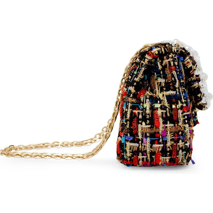 Zomi Gem - Classic Tweed Handbag with Pearls - Black - Trend Accessories