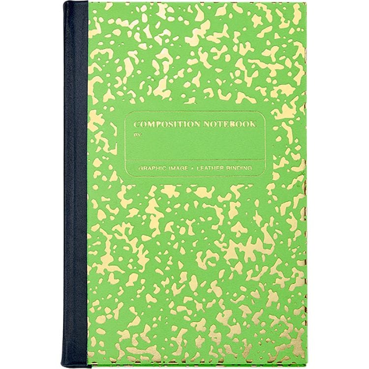 Graphic Image - Composition Notebook in Neon Green/Gold Leather - Books