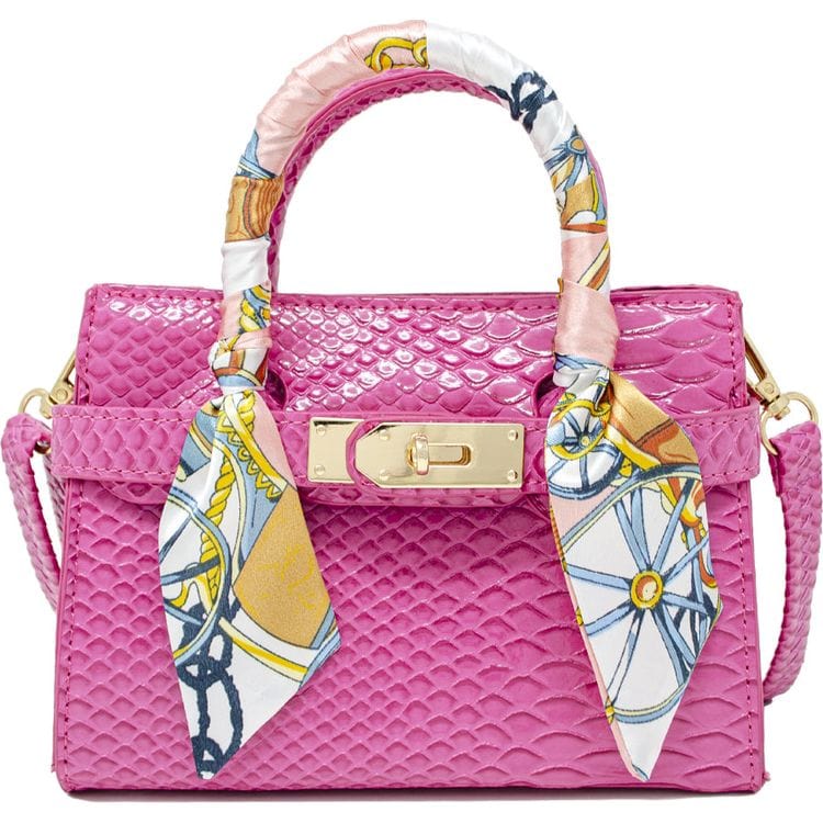 Zomi Gem - Crocodile Scarf Handbag - Hot Pink - Trend Accessories