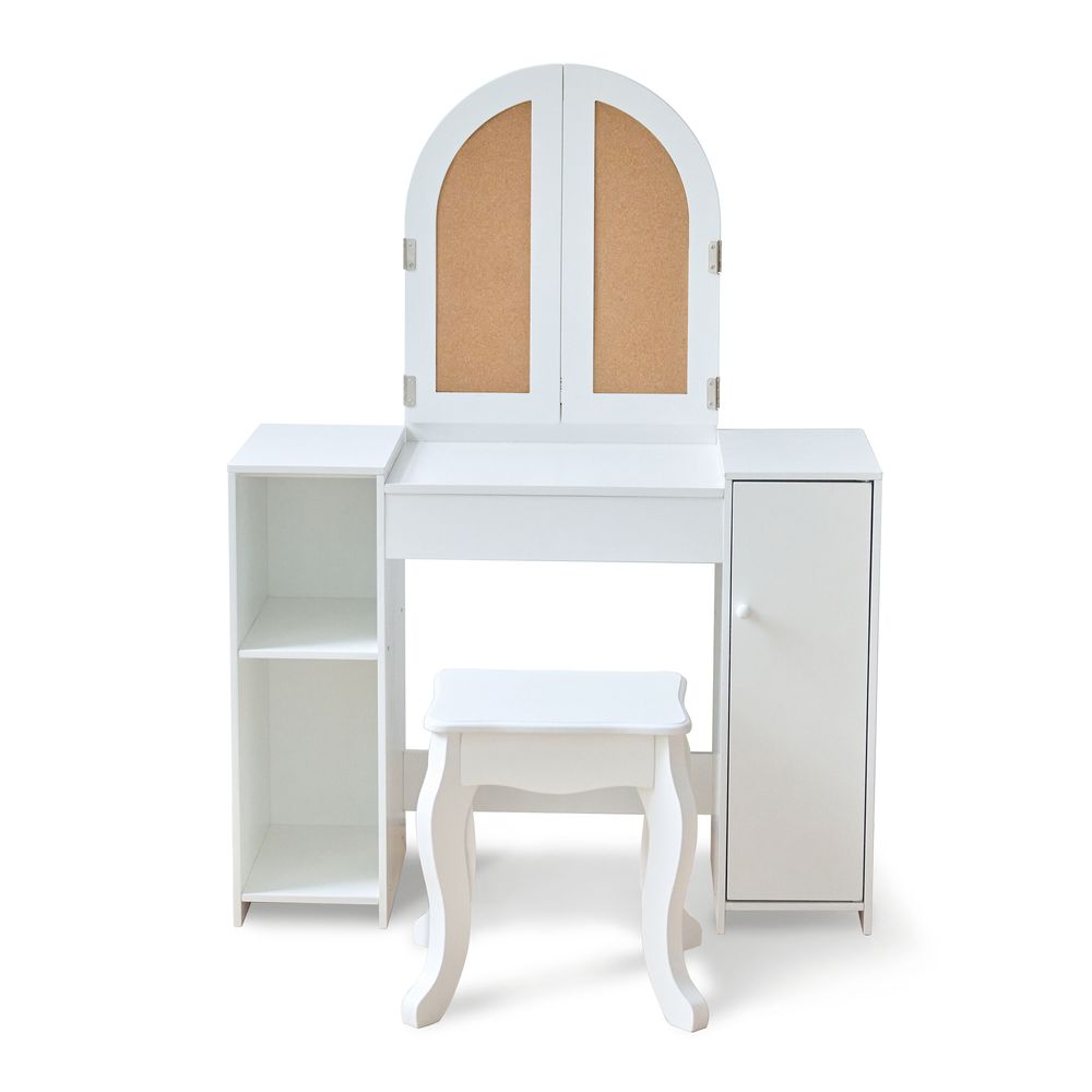 Teamson Kids - Deluxe Glow Wooden Vanity Desk with LED Lights & Cork Panels - Room Decor
