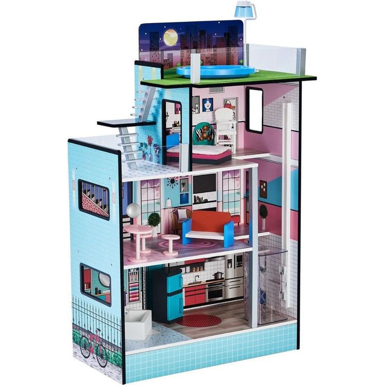 Teamson Kids - Dreamland Barcelona Dollhouse - Turquoise/Black - Preschool