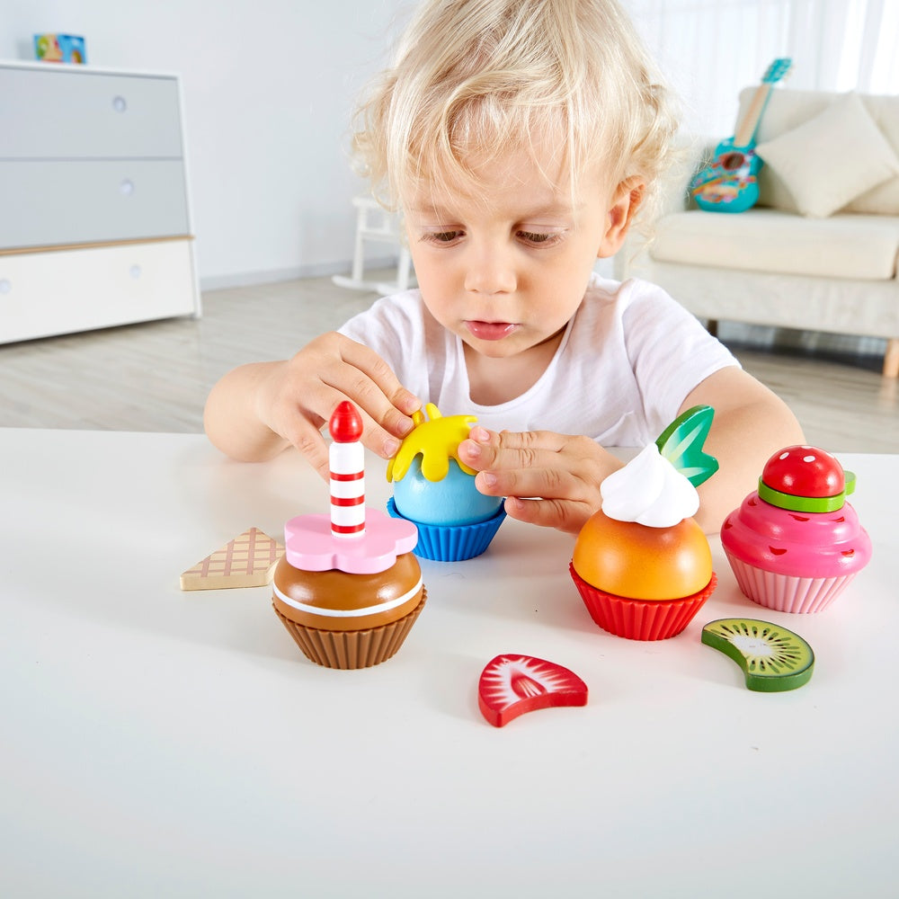 Colorful Wooden Cupcakes Pretend Play Food Kitchen Toy