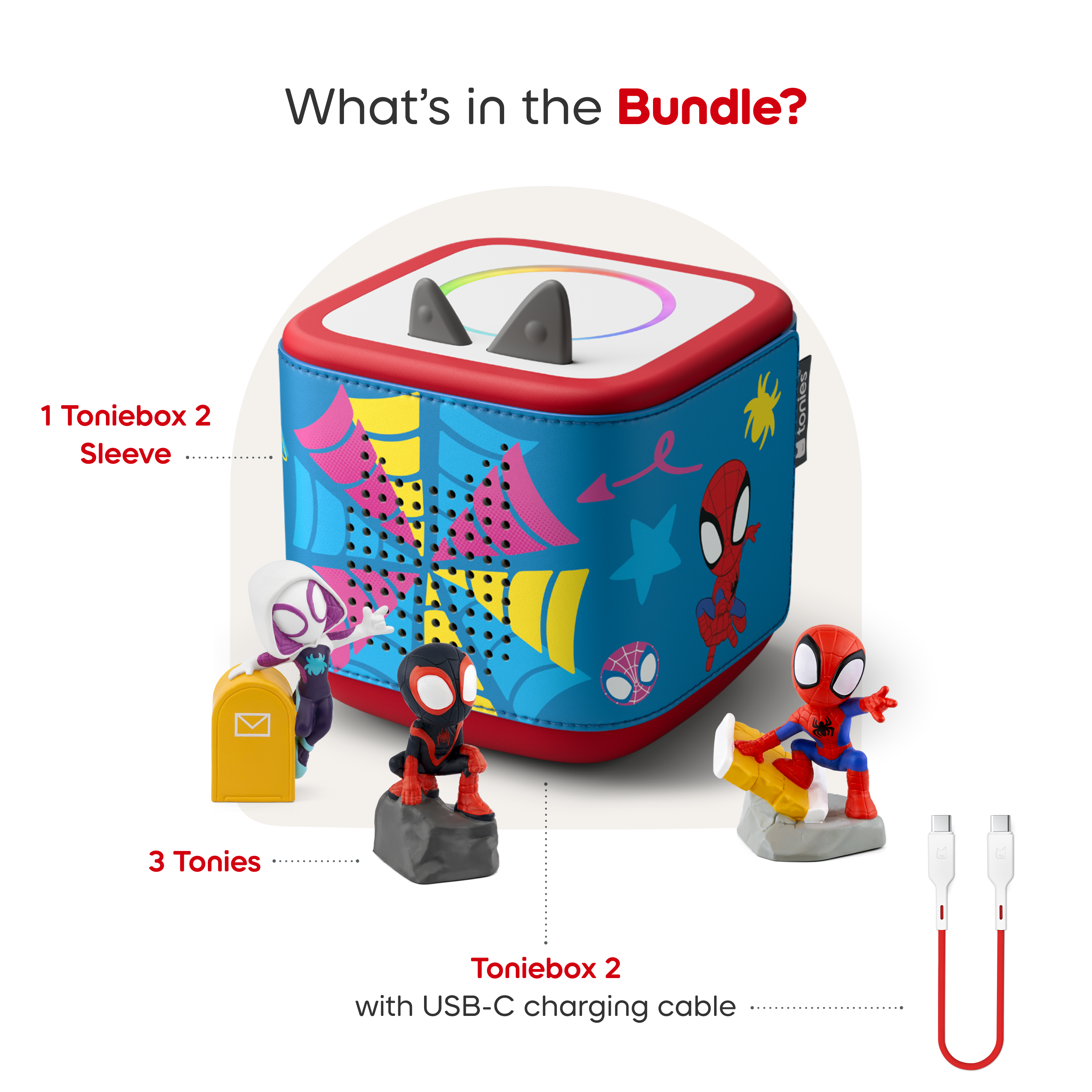Tonies - Exclusive Toniebox 2 Spidey & Friends Bundle: Sunset Red - Electronics