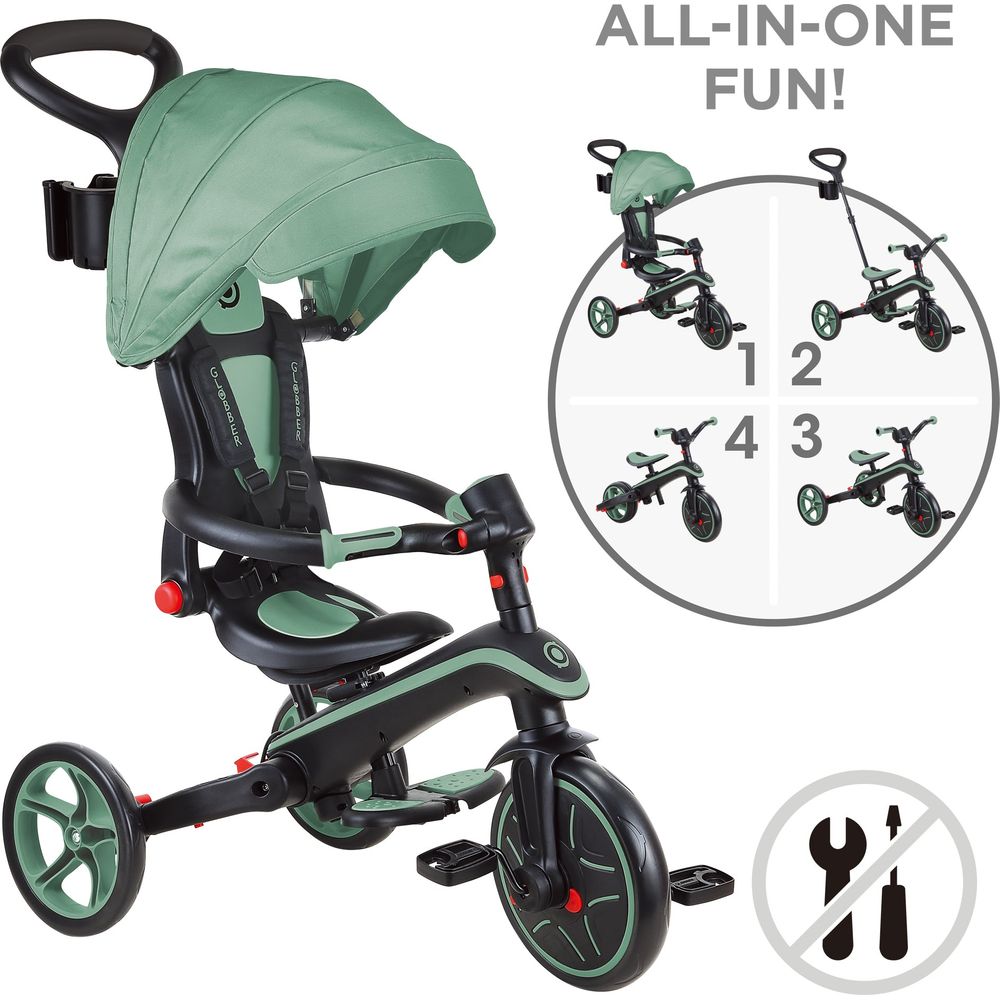 Globber - Explorer Foldable Trike 4 in 1 - Olive - Outdoor