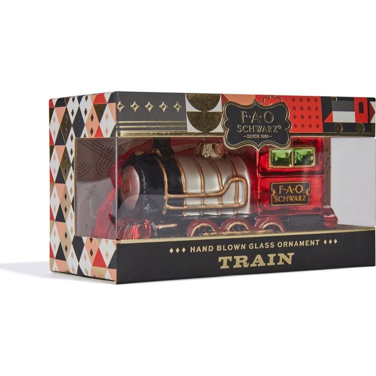 FAO Schwarz - FAO Schwarz Train Glass Ornament - Holiday